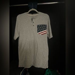 Red Head USA Flag Pocket Three Button Tee